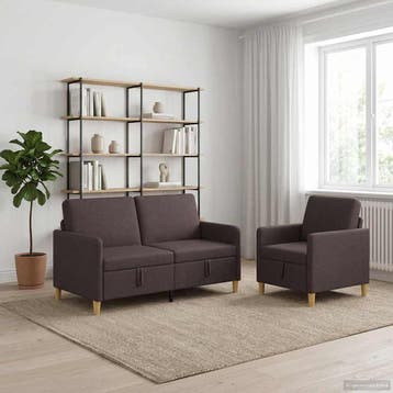 vidaXL Sofa Set Met Opslag 2 pcs Donkerbruin Polyester, Verzenden, Nieuw