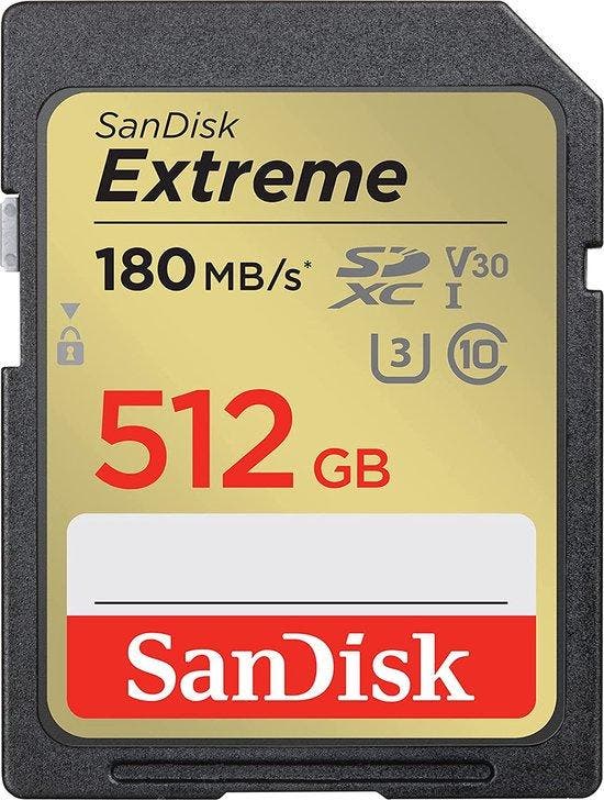 SANDISK SDXC Extreme 512GB 180/130mb/s V30 - SDA - Rescue1, Audio, Tv en Foto, Foto | Geheugenkaarten, Nieuw, Verzenden
