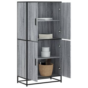 vidaXL Hoge kast 68x35x139 cm bewerkt hout grijs sonoma, Verzenden, Nieuw