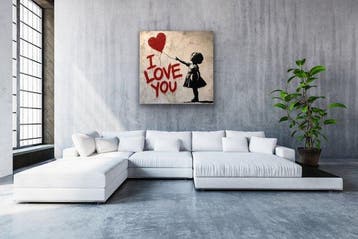 EMIR BERCUTTE - BANKSY I LOVE YOU - Toile L - LIMITED