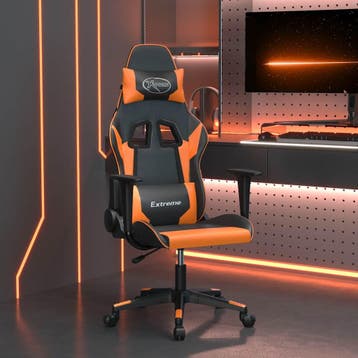 vidaXL Massage gamestoel kunstleer zwart en oranje, Verzenden