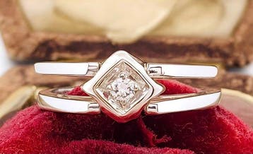 Ring - 18 karaat Witgoud Smaragd - Diamant, Nieuw