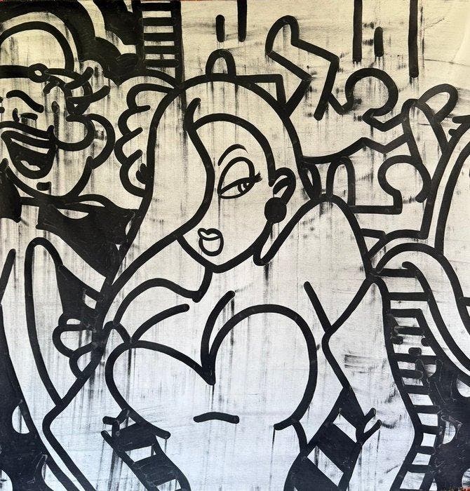 Freda People - Pop Wall Black And White XL, Antiek en Kunst, Kunst | Schilderijen | Modern