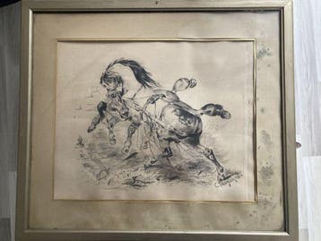 Constant Troyon (1810-1865), Attribué(e) à - Chevaux se