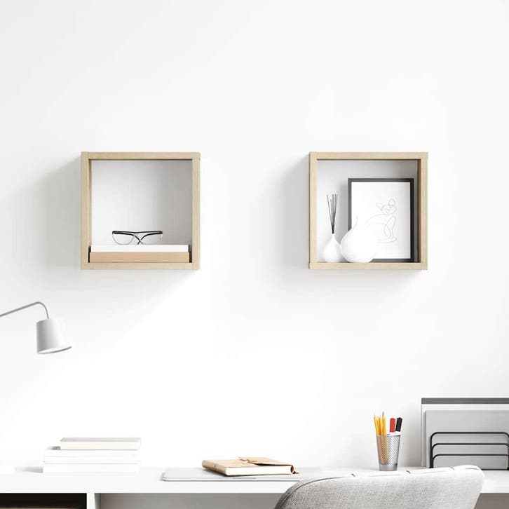 vidaXL Wandschappen kubus 2 st 26x15x26 cm sonoma, Huis en Inrichting, Kasten | Wandmeubels, Nieuw, Verzenden