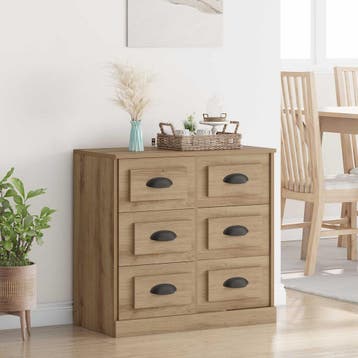 vidaXL Dressoir Artisan Eiken 70 x 35,5 x 67,5 cm Bewerkt, Verzenden, Nieuw