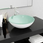 vidaXL Wasbak 42x14 cm gehard glas wit, Verzenden