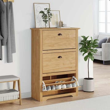 vidaXL Schoenrek BODO Honing bruin 80 x 35 x 118 cm Bewerkt, Verzenden, Nieuw