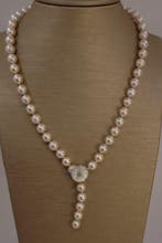 Halsketting 8×8,5 mm heldere Akoya parels, Zilver, Handtassen en Accessoires, Kettingen, Nieuw