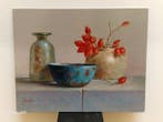 H. Habraken (1946) - Stilleven met rozebottels, Antiquités & Art, Art | Peinture | Classique