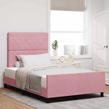 vidaXL Boxspring bed met hoofdeinde Roze 120 x 200 cm, Verzenden