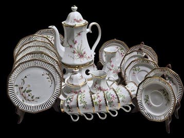Plat (23) - Porcelaine à la cendre dos - Flora Alpina