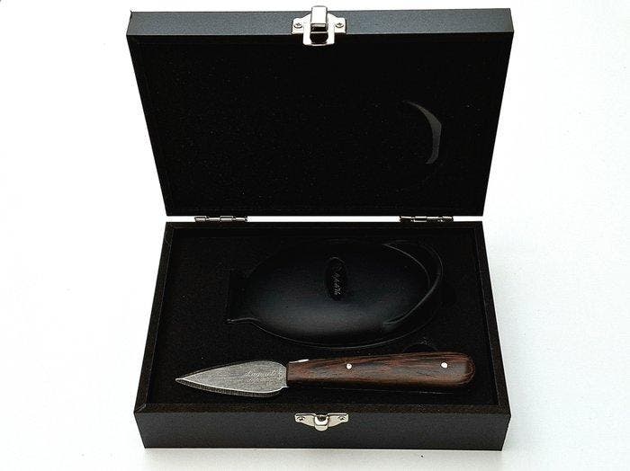 Laguiole - Oyster Knife & Oyster holder - Wengé Black handle, Antiquités & Art, Antiquités | Ustensiles de cuisine