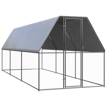 vidaXL Buitenhok voor kippen 2x6x2 m gegalvaniseerd staal, Verzenden, Nieuw