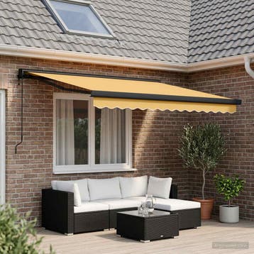 vidaXL Uitschuifbare luifel Zand 450 × 300 cm Stof en Metaal, Verzenden, Nieuw