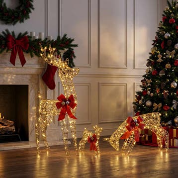 vidaXL Kerstdecoratie rendierfamilie 3 st 200 LEDs Warmwit, Verzenden, Nieuw