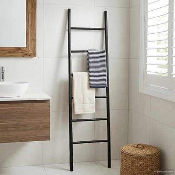 vidaXL Deken Ladder Zwart 50 x 190 cm Bamboe, Verzenden, Nieuw