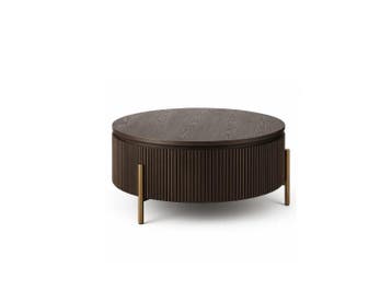 TM Salontafel Woodly bruin eiken fineer 100 cm - met gouden, Verzenden, Nieuw