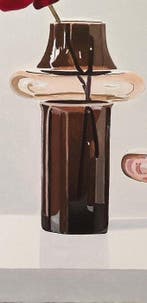 Antonio Perotti - Still Life Vasi in vetro con fiori rossi