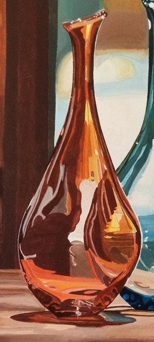 Antonio Perotti - Bottiglie in vetro esposte in una vecchia, Antiquités & Art, Art | Peinture | Moderne