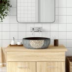 vidaXL Opzetwasbak rond 41x14 cm keramiek zwart en bruin, Verzenden