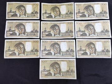 France. 10 x 500 Francs - Various Dates - Pick 156 (Sans, Postzegels en Munten, Bankbiljetten | Europa | Niet-Eurobiljetten