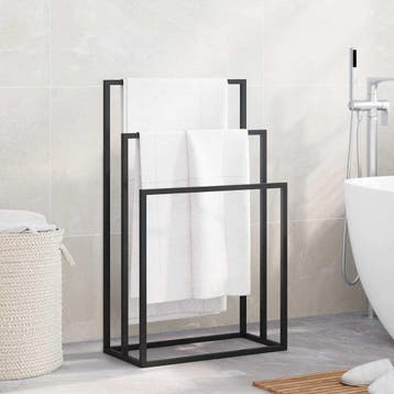 vidaXL Handdoekenrek vrijstaand 48x24x79 cm ijzer zwart, Huis en Inrichting, Verzenden, Nieuw