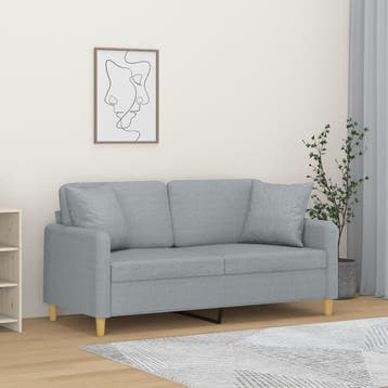 vidaXL Tweezitsbank met sierkussens 140 cm stof lichtgrijs, Verzenden, Nieuw