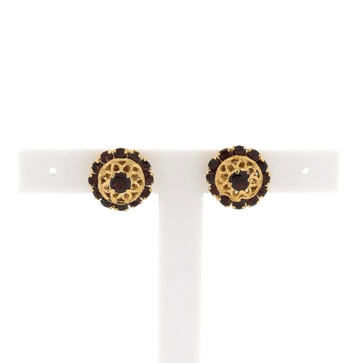 Gouden oorstekers met granaat (Oorbellen), Bijoux, Sacs & Beauté, Boucles d'oreilles, Enlèvement ou Envoi