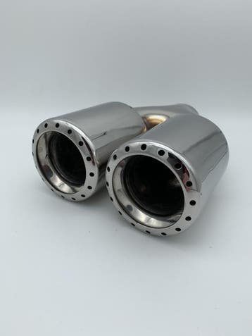 Uitlaat Sierstuk RVS Dubbel Rond – 2 x 80 mm, Auto-onderdelen, Ophalen of Verzenden, Nieuw