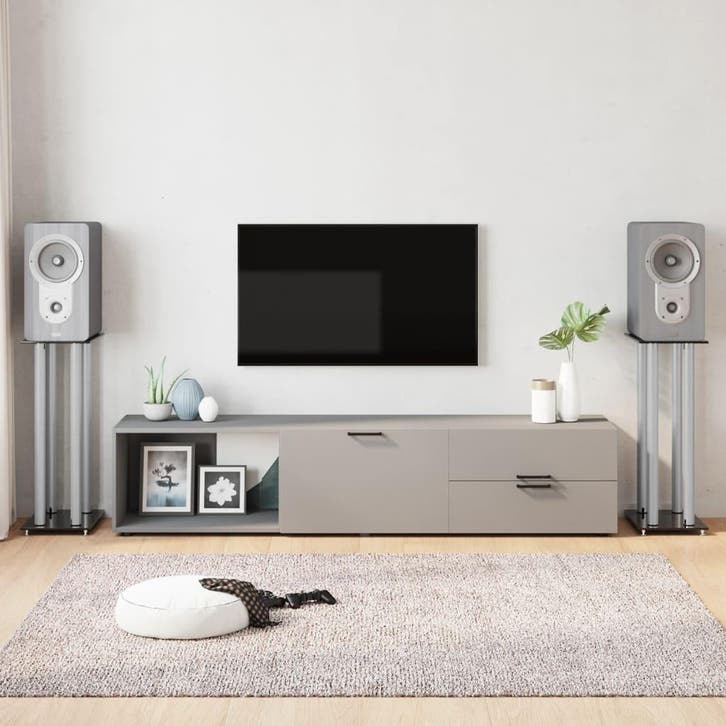 vidaXL Luidsprekerstandaards 2 st 4 pijlers gehard glas, TV, Hi-fi & Vidéo, Enceintes, Envoi