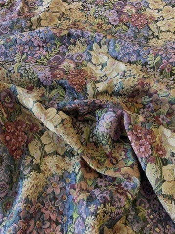 Tissu Gobelin élégant, floral multicolore, style jardin
