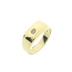Gouden heren zegelring met zirconia, Gebruikt, Overige kleuren, 20 of groter, Heer