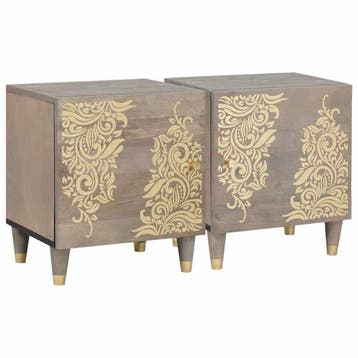 vidaXL Nachttafeltje met Deur 2 st Grijs 40 x 33 x 46 cm, Huis en Inrichting, Verzenden, Nieuw