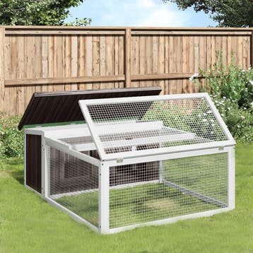 vidaXL Konijnenhok 117,5x97x47,5 cm massief grenenhout grijs, Dieren en Toebehoren, Verzenden, Nieuw
