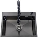 Lendo Online Spoelbak met Spuitkraan 59x44x20 cm RVS Zwart, Huis en Inrichting, Verzenden, Nieuw