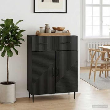 vidaXL Dressoir Zwart 66 x 34,5 x 89,5 cm Bewerkt hout, Huis en Inrichting, Kasten | Dressoirs, Verzenden, Nieuw