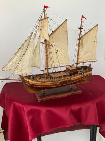 Maritieme objecten - Duitse Ewer1895 - Hout, Katoen, Antiek en Kunst