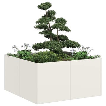 vidaXL Plantenbak 80x80x40 cm koudgewalst staal wit, Verzenden