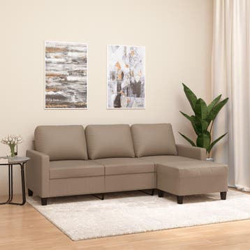 vidaXL Driezitsbank met voetenbank 180 cm kunstleer, Verzenden