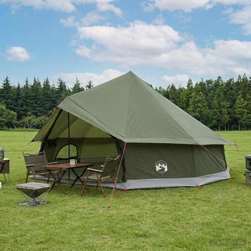 vidaXL Tipi Tent 12-persoons Leger Groen Polyester en Staal, Caravans en Kamperen, Verzenden, Nieuw