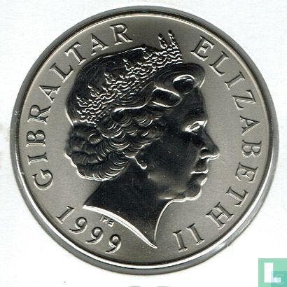 Gibraltar 5 pounds 1999 (PROOF - titanium) Millennium, Timbres & Monnaies, Monnaies | Europe | Monnaies non-euro, Envoi
