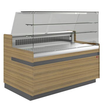 Uitstaltoonbank EN & GN, hoge ruit, geventileerd, zonder res, Verzenden