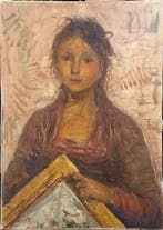 Giacomo Moretti (1939) - Ritratto di Fanciulla, Antiek en Kunst