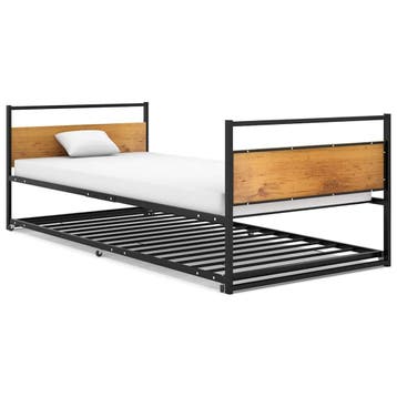 vidaXL Bedframe uitschuifbaar metaal zwart 90x200 cm, Verzenden, Nieuw