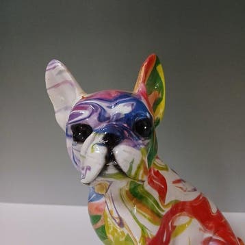 Beeldje - Chien Bouledogue multicolore - Hars