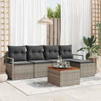 vidaXL Tuinbank Set met kussen 6 pcs Grijs poly rattan, Verzenden