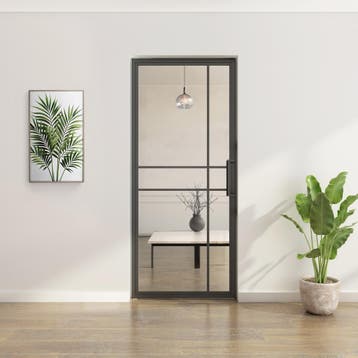 OUTLET: Stalen taatsdeur Zwart 6 Vlaks Helder glas Luxe desi, 80 tot 100 cm, Overige typen, Nieuw, Metaal