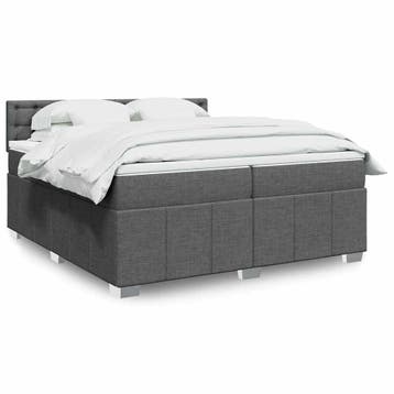 vidaXL Boxspring met matras stof donkergrijs 200x200 cm, Verzenden, Nieuw