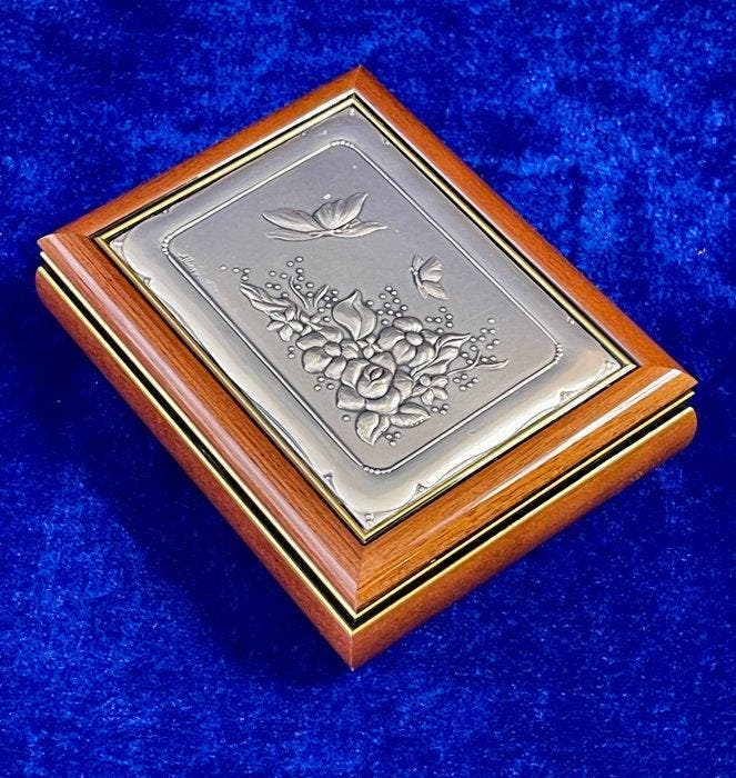 Alliani - Sieradendoos - .925 zilver, Burlhout (Walnot) -, Antiek en Kunst, Curiosa en Brocante